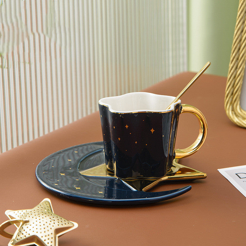 Ceramic Cup With Star And Moon Saucer