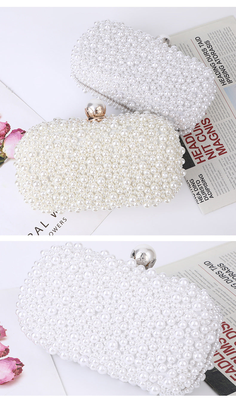 Women's Pearl Dinner Bag Soft Surface Lock Clutch