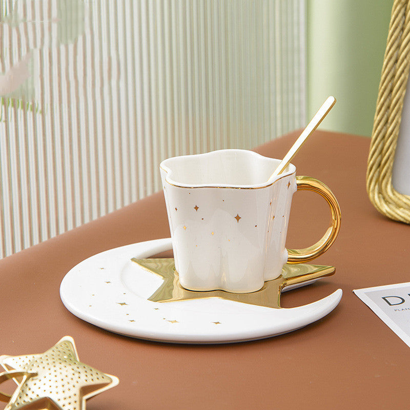 Ceramic Cup With Star And Moon Saucer