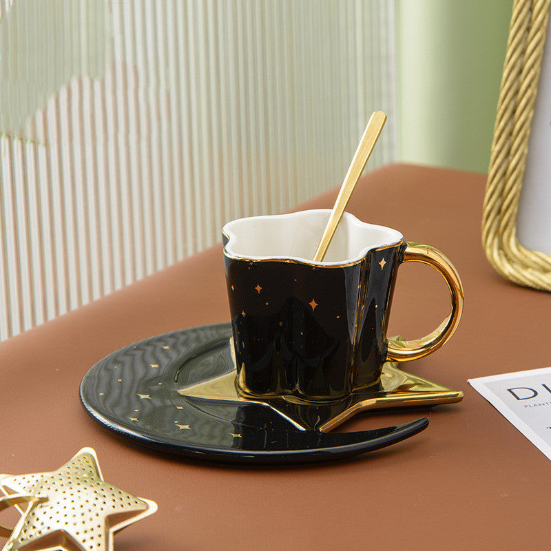 Ceramic Cup With Star And Moon Saucer