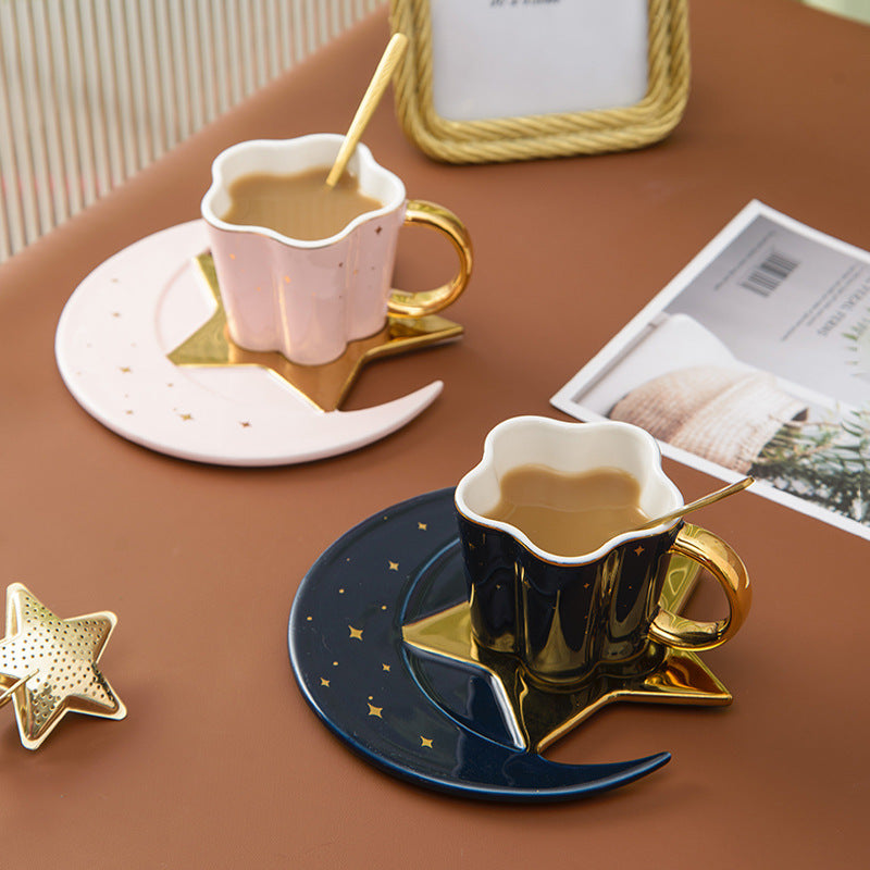 Ceramic Cup With Star And Moon Saucer