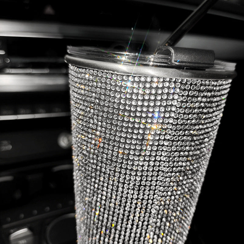 Rhinestone Stainless Steel Straw Coffee Cup